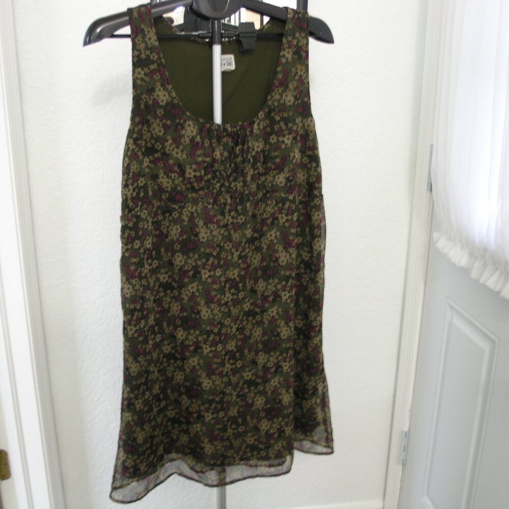 Converse Polyester Olive Green Lined Ditzy  Floral Sleeveless Dress size Large